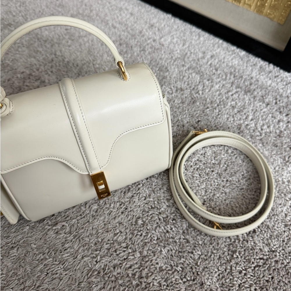 Celine MINI 16 IN SATINATED CALFSKIN in 
Cream with Gold Hardware - Picture 7 of 9